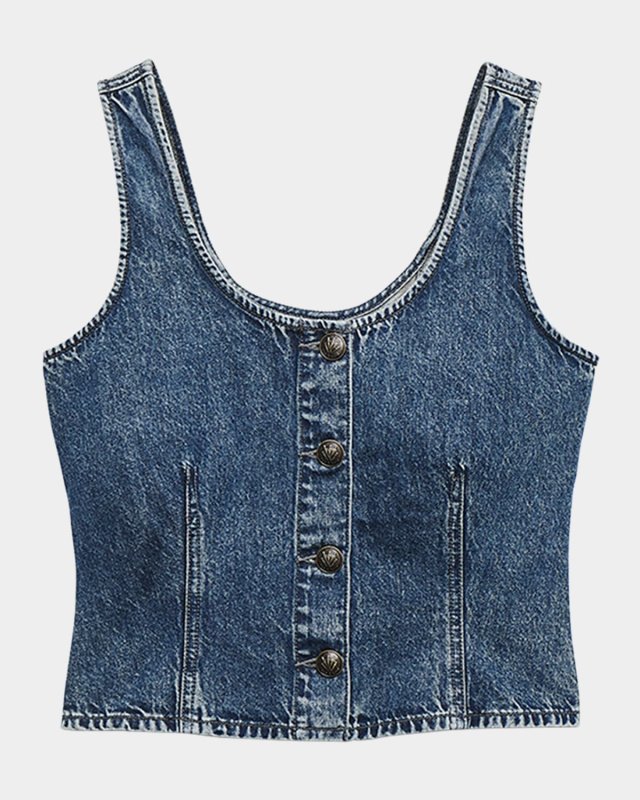 Poppy Button-Front Denim Top